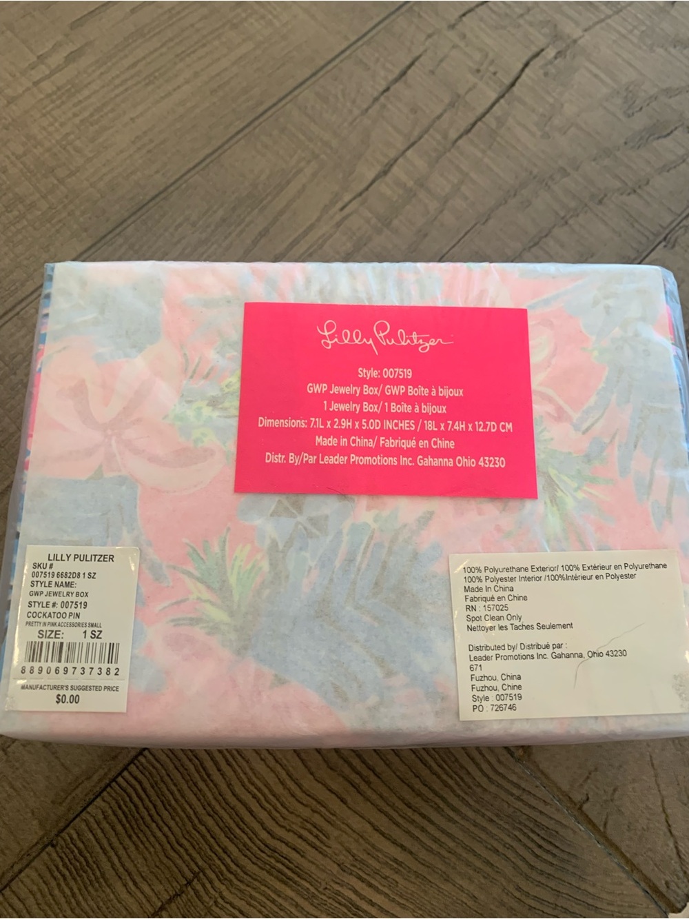 NWT—-Lilly Pulitzer Cockatoo Pretty in Pink Jewelry Box - Picture 6 of 8